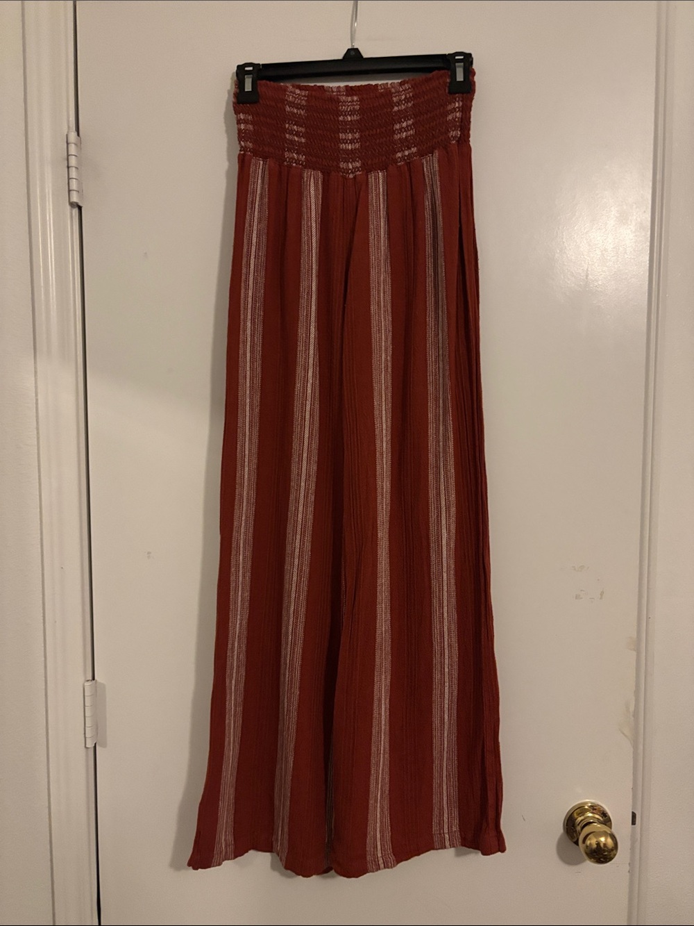 Rewash Rust and Cream Striped Wide-Leg Pants